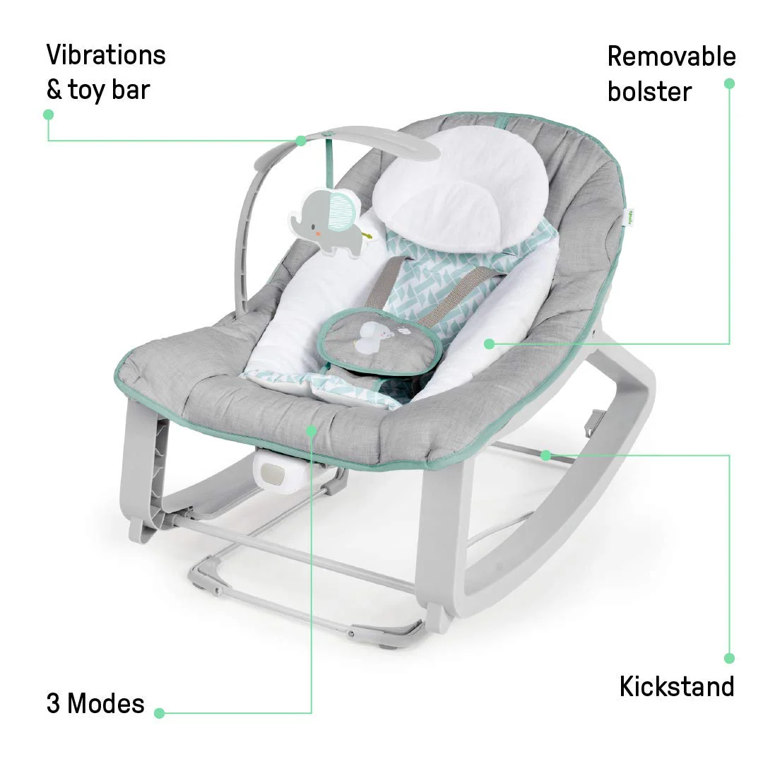 Keep Cozy 3-in-1 Grow with Me Vibrating Baby Bouncer, Seat & Infant to Toddler Rocker, Vibrations & -Toy Bar (Weaver) - Image 3