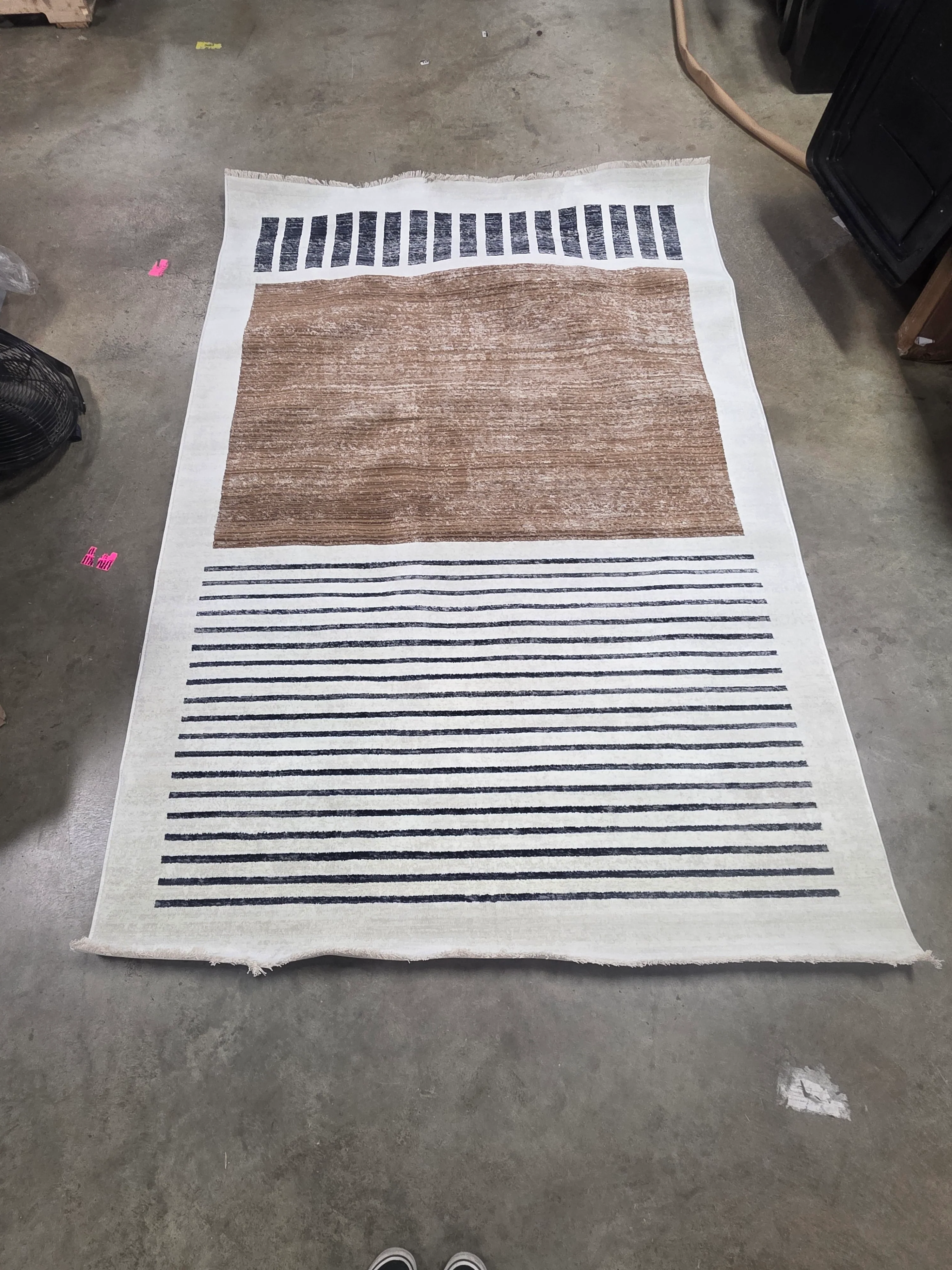 Keeva Modern Striped Fringe Indoor Area Rug 5' x 7' 10" - Image 6