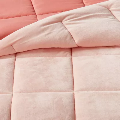 Kids' Comforter Set Windowpane Velvet Pink - Full/Queen - Image 2