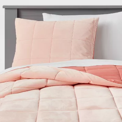 Kids' Comforter Set Windowpane Velvet Pink - Full/Queen - Image 3