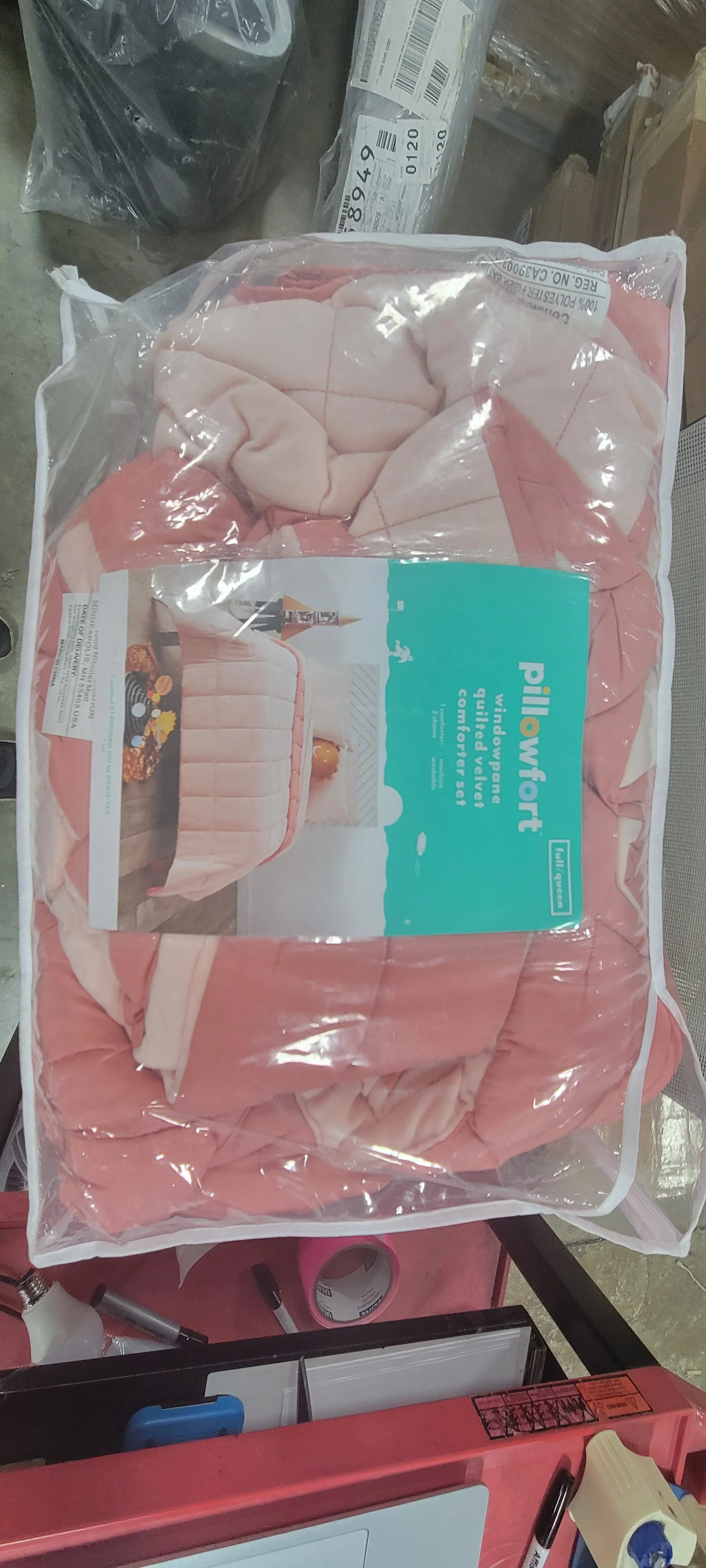 Kids' Comforter Set Windowpane Velvet Pink - Full/Queen - Image 4