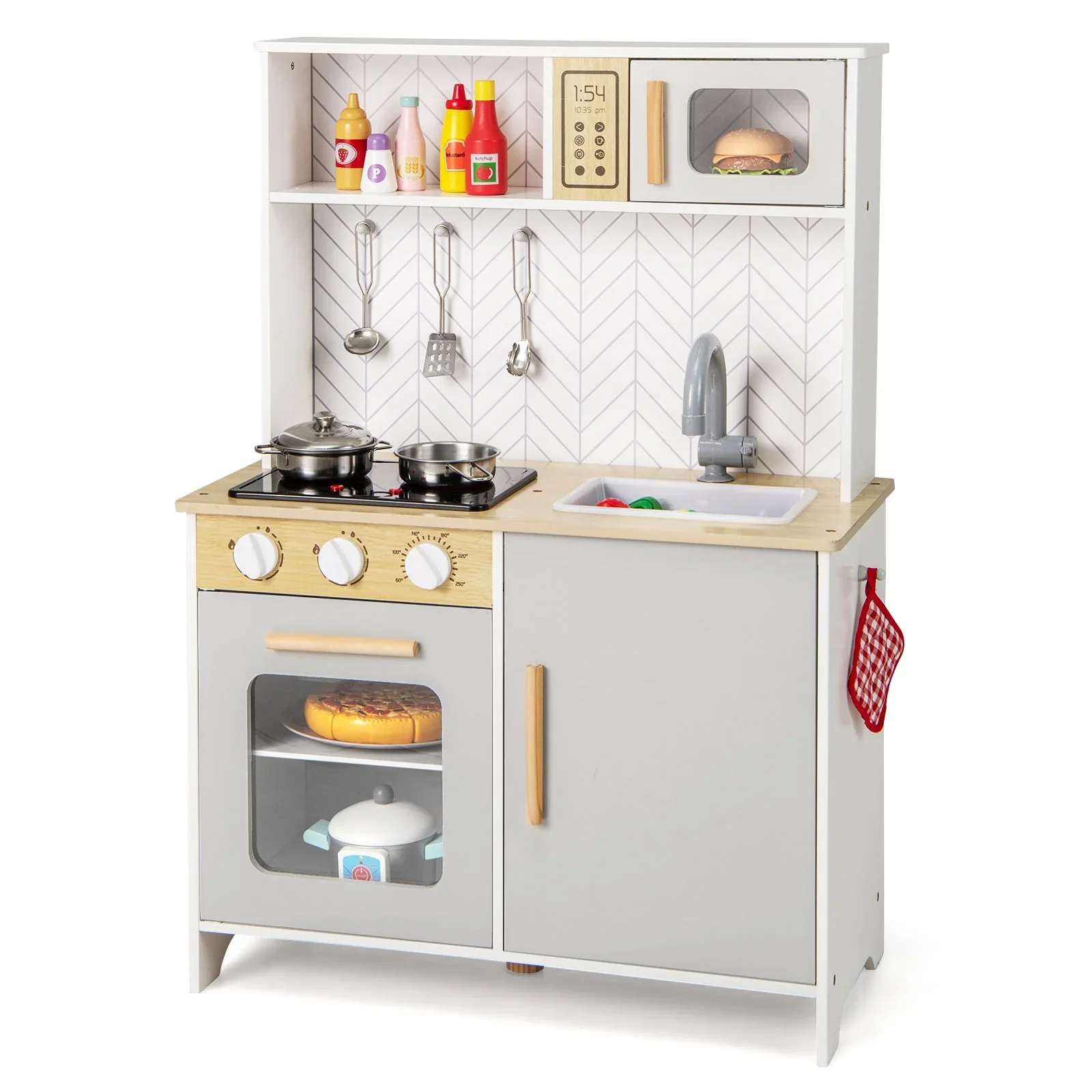Kids Kitchen Playset, Pretend Play with Lights & Sounds, Stove