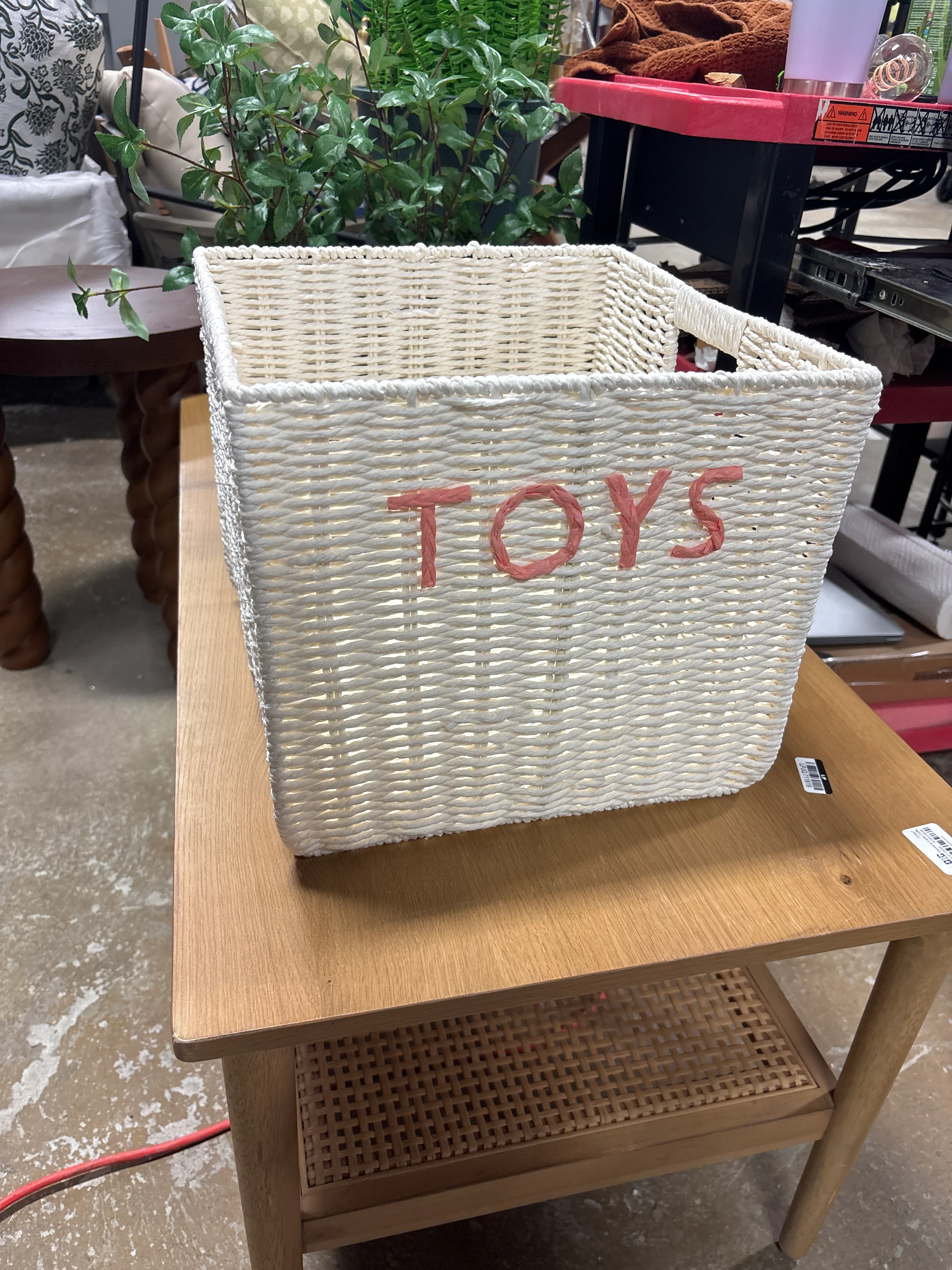 Kids' Large Woven Toys Storage Basket White SHOWROOM ITEM - Image 2