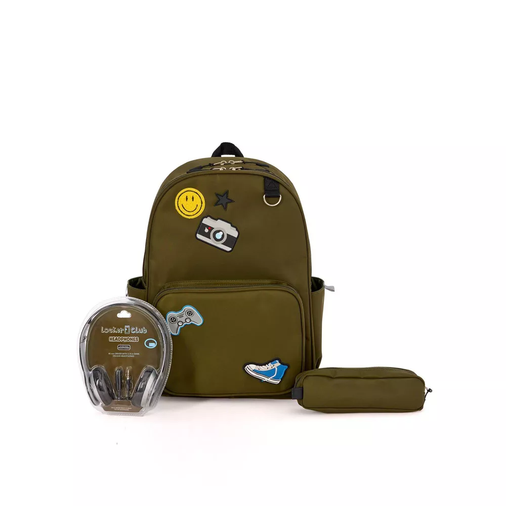 Kids' Nylon Backpack with Headphone Pencil Pouch