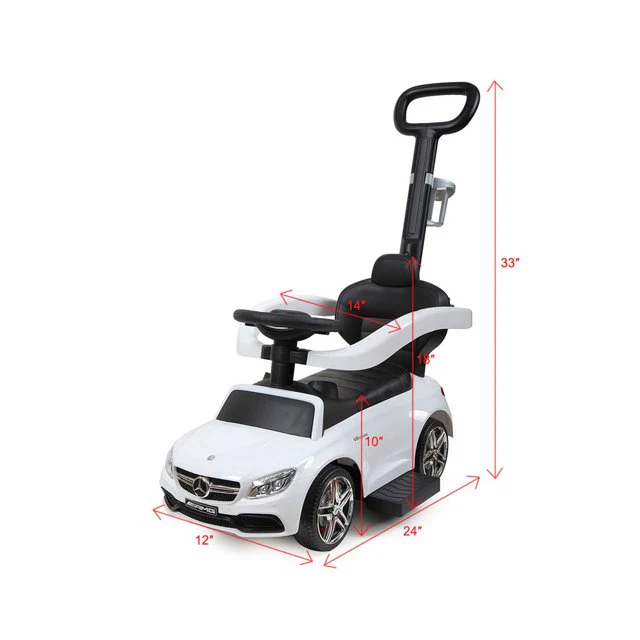 Kids Ride On Push Car, 3 in 1 Convertible Baby Toddler Stroller, Battery Powered Kids Electric Vehicles Toy for Children Boys & Girls - Image 2