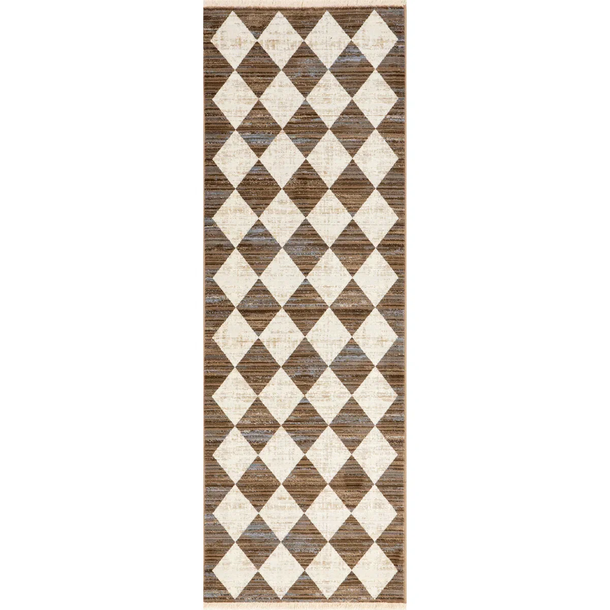 Kimara Checkered Fringe Area Rug Runner 2'6" x 10'