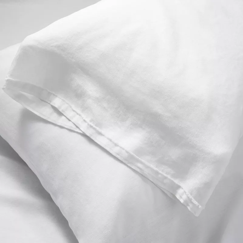 King 100% Linen Sheet Set White - Image 2