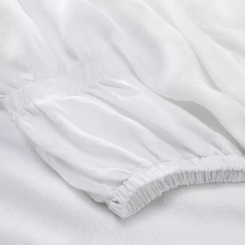 King 100% Linen Sheet Set White - Image 3