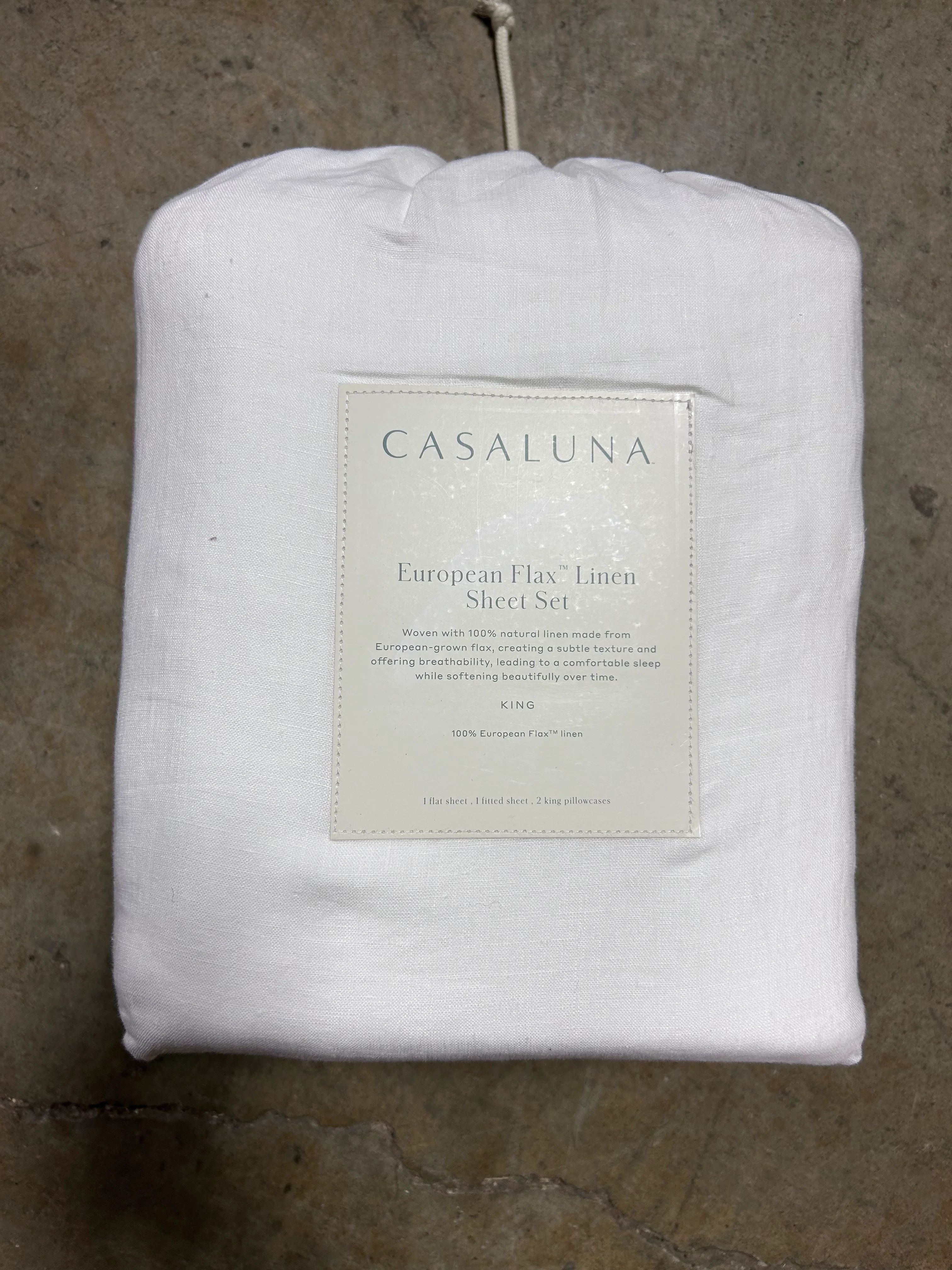 King 100% Linen Sheet Set White - Image 6