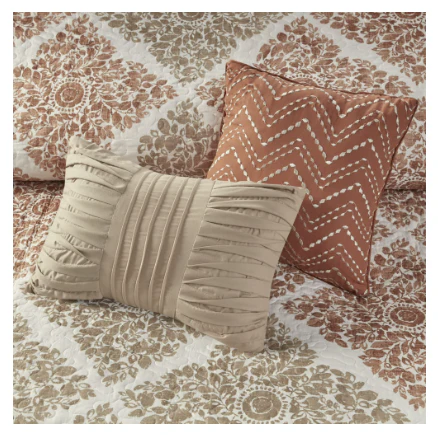 King/Cal King Claire 6-Piece Printed Quilt Set with Throw Pillows, Multi - Image 3