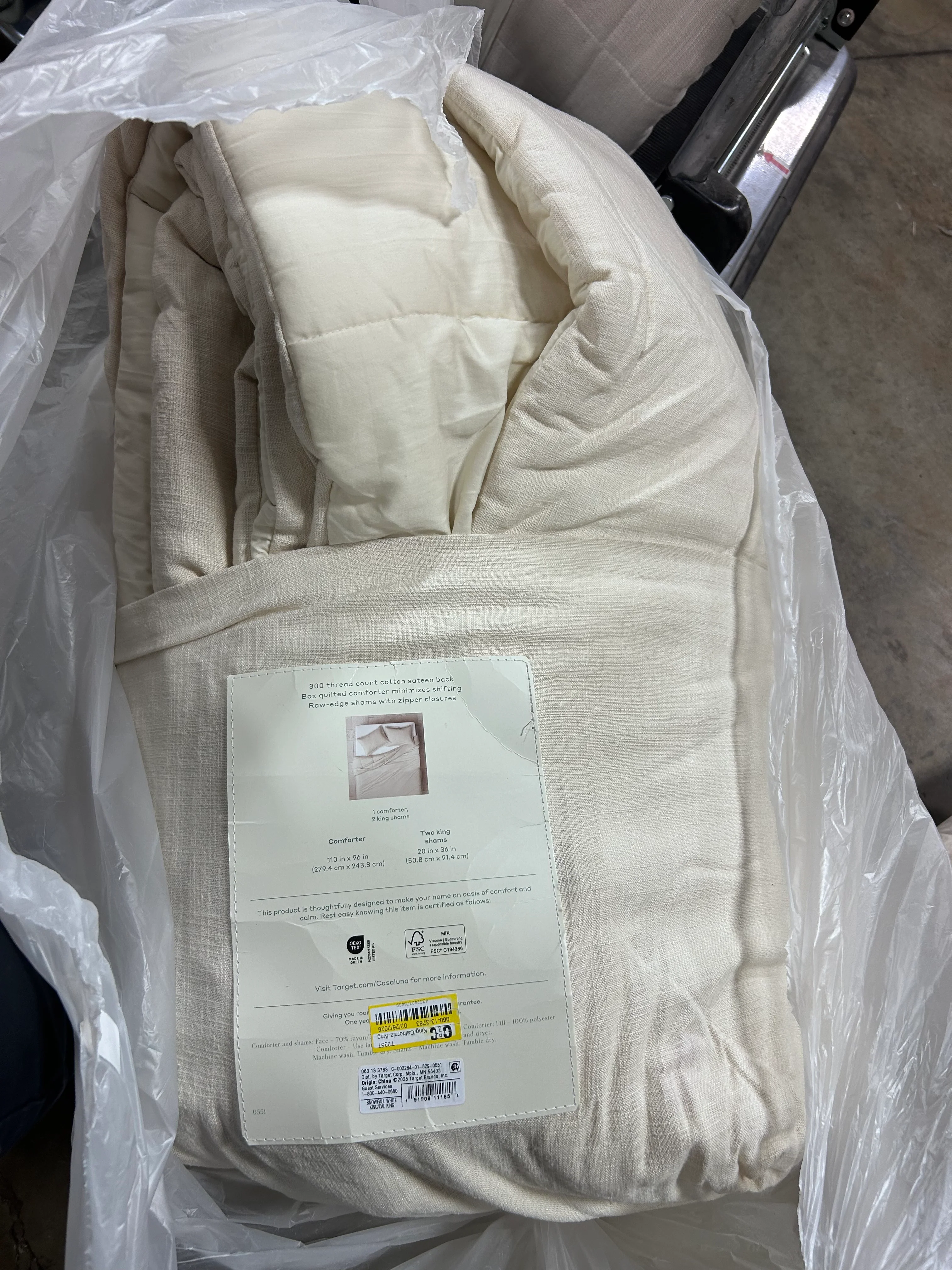 King/California King Heavyweight Linen Blend Comforter & Sham Set Natural, - Image 6