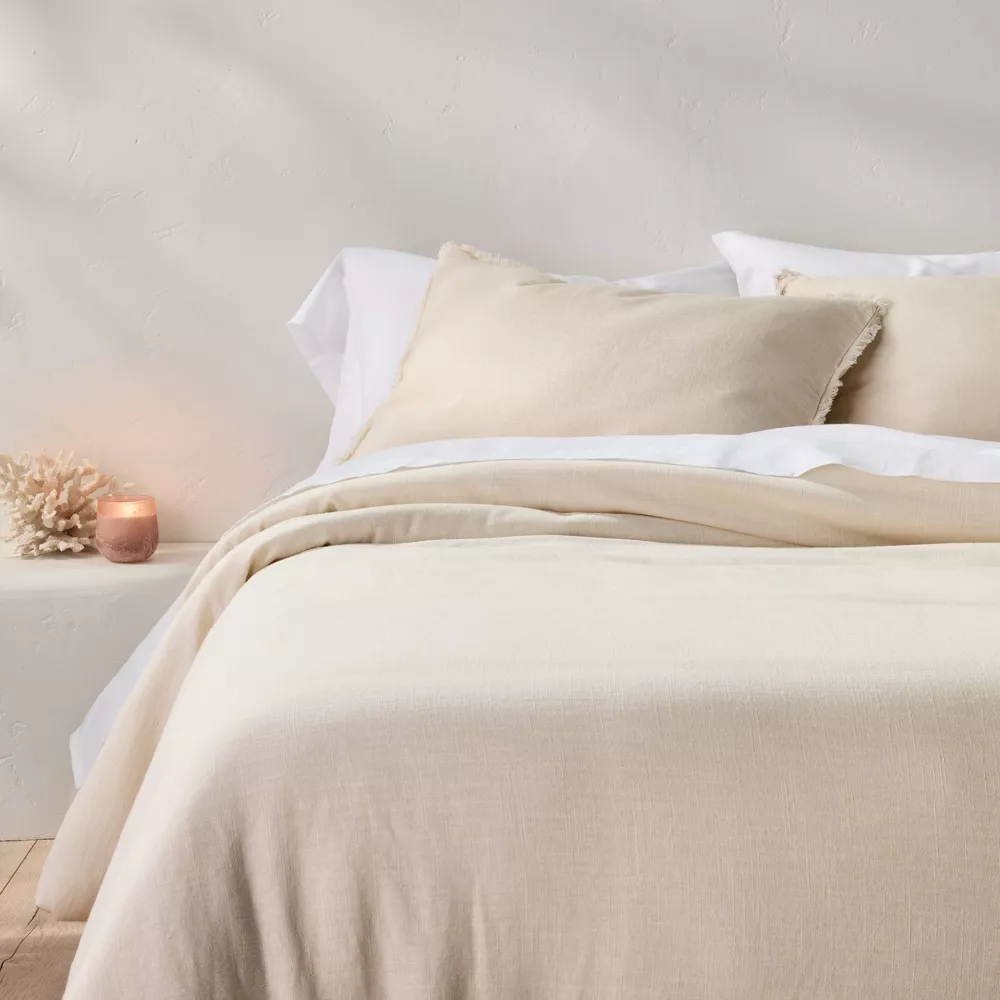 Heavyweight Linen Blend Comforter & Sham Set Natural King/California King