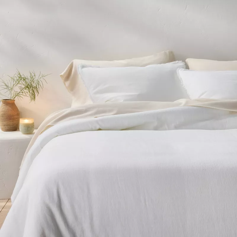 King/California King Heavyweight Linen Blend Comforter & Sham Set White