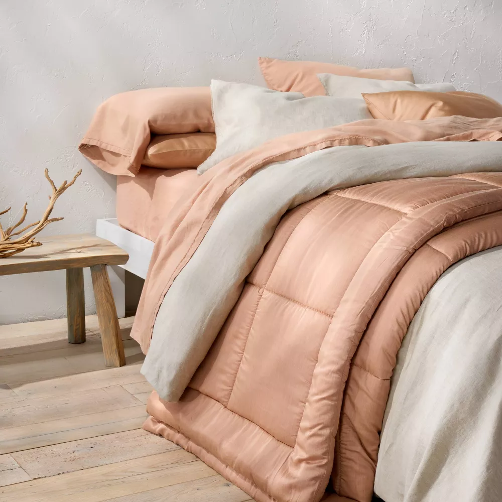 King/California King Rayon from Bamboo Comforter Set Light Adobe Clay - Image 5