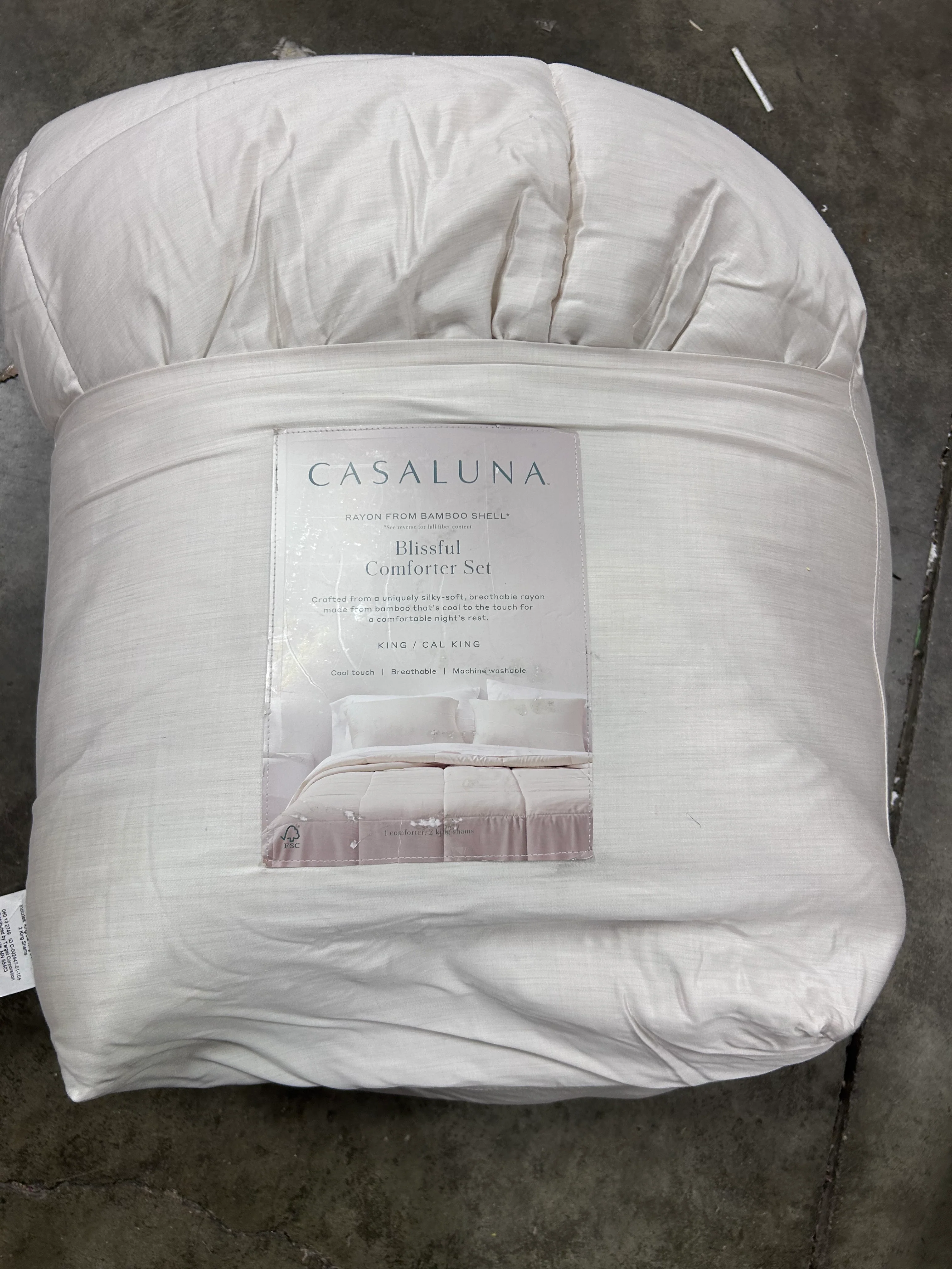 King/California King Rayon from Bamboo Comforter Set Natural - Image 6