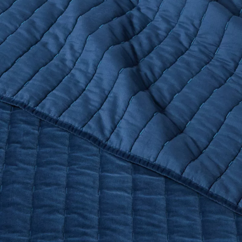 King Channel Stitch Velvet QUILT ONLY - Navy - Image 3