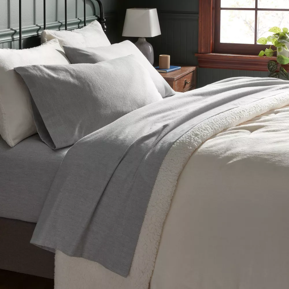 Christmas Ultra Soft Flannel Sheet Set Eco Melange Gray King - Image 2