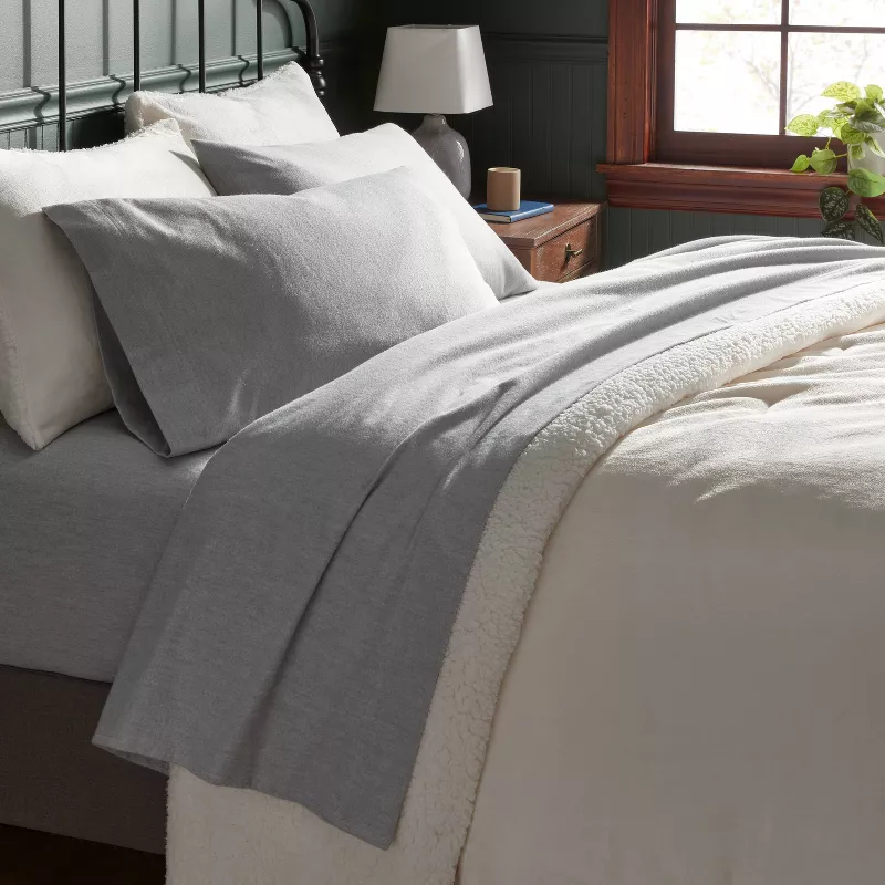 King Christmas Ultra Soft Flannel Sheet Set Eco Melange Gray - Image 4