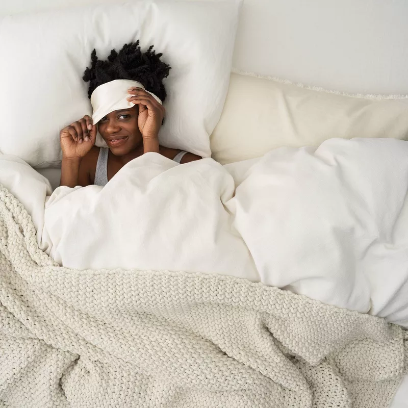 King Chunky Knit Bed Blanket Natural - Image 4
