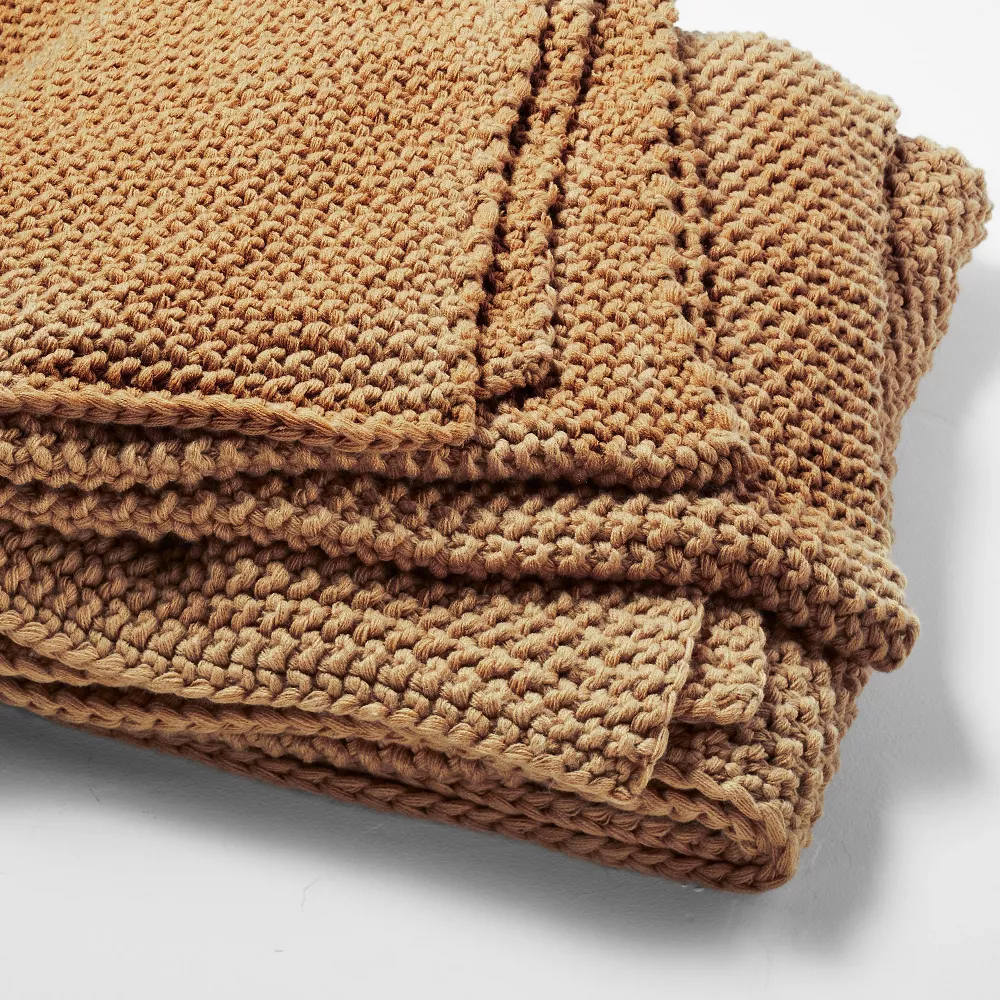 King Chunky Knit Bed Blanket Warm Brown King - Image 3