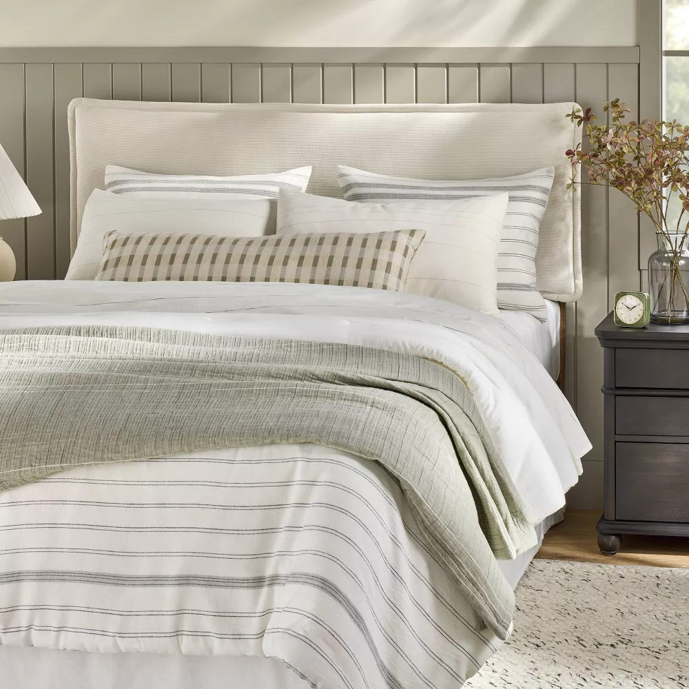 Magnolia King Corduroy Upholstered Headboard Cream - Image 3