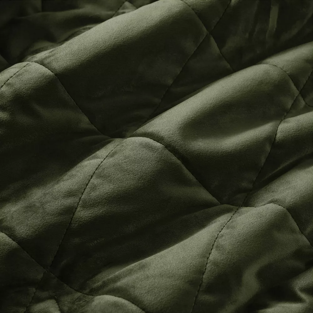 King Heated Diamond Stitch Quilt Blanket Olive Green - Image 2