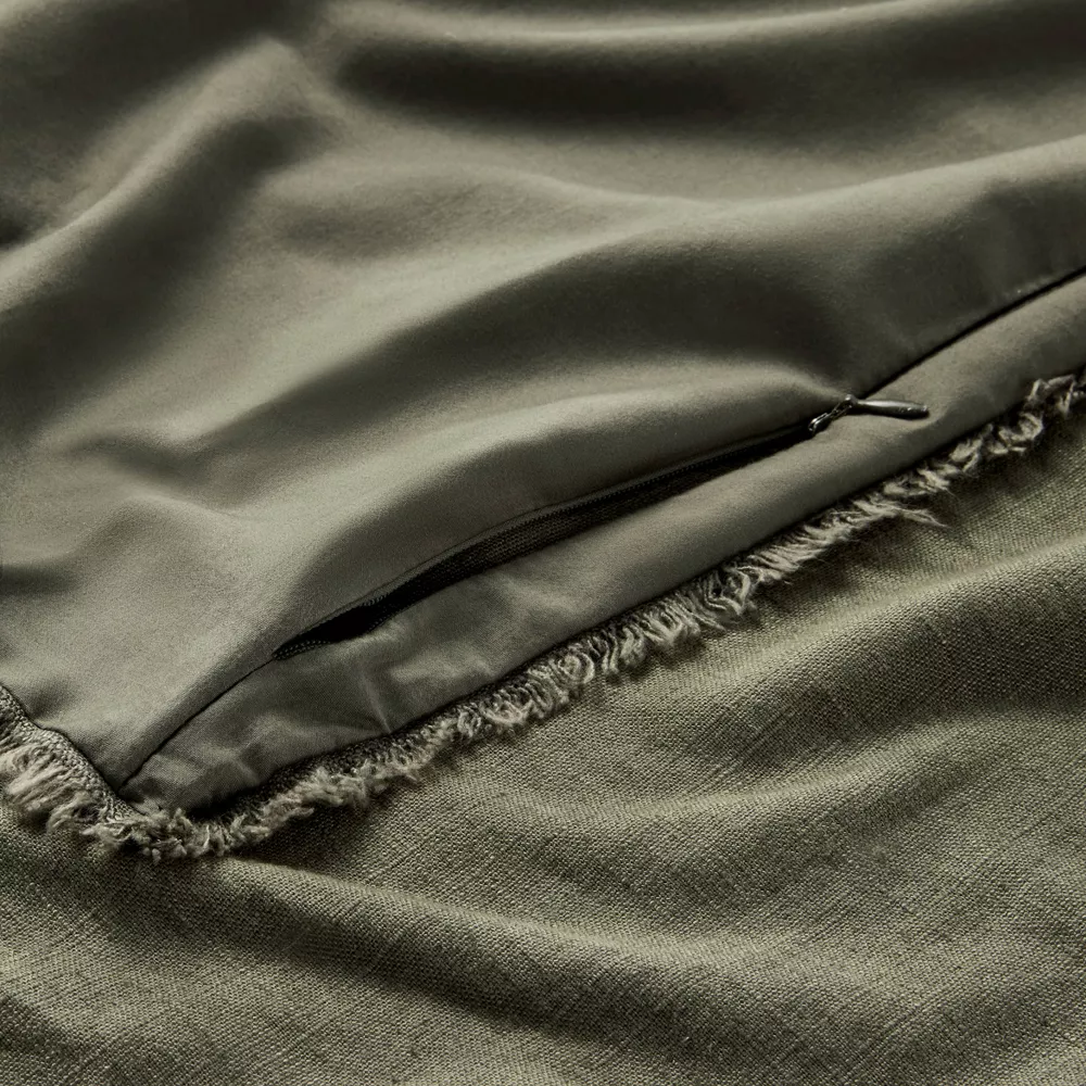 King Heavyweight Linen Blend Comforter and Sham Set Olive Green - Image 2