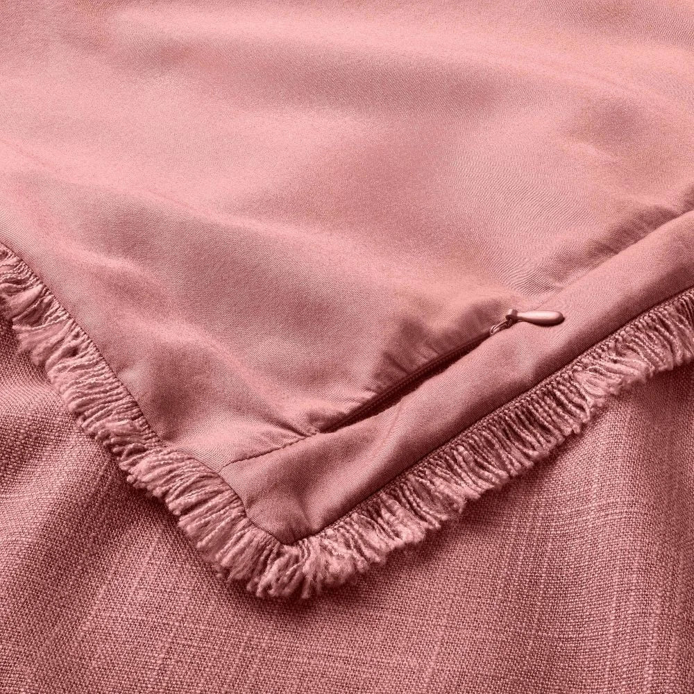 King Heavyweight Linen Blend Duvet & Sham Set Rose - Image 2