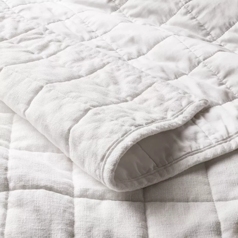 Heavyweight Linen Blend Quilt White King - Image 3