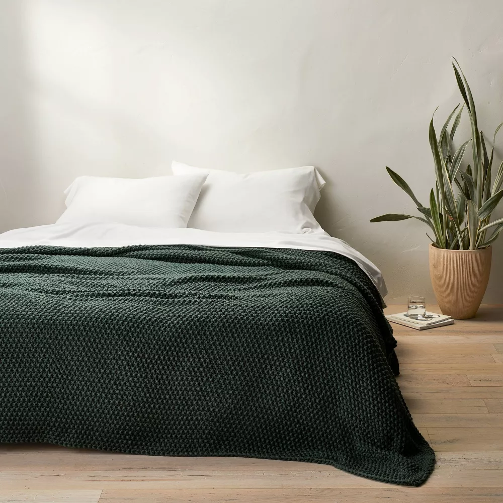 Knit Blanket Dark Teal King - Image 4