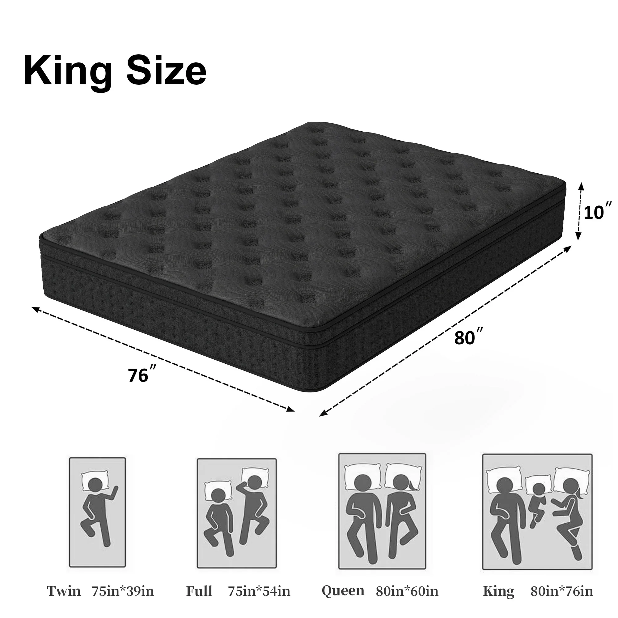 King Mattress in a Box Hybrid Gel Memory Foam - Image 2