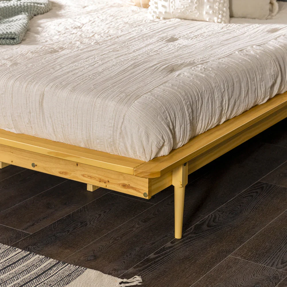 King Mid-Century Solid Wood Platform Bed - Image 2