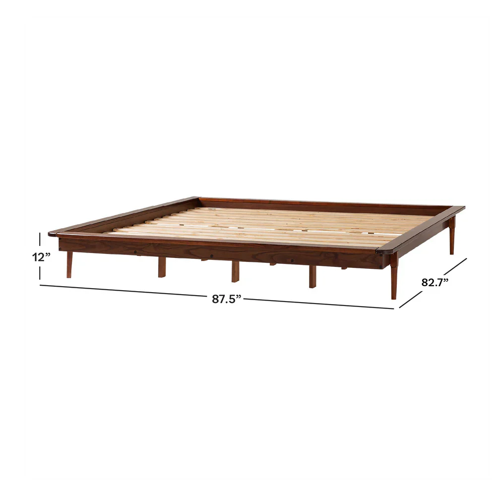 King Mid-Century Solid Wood Platform Bed - Image 3