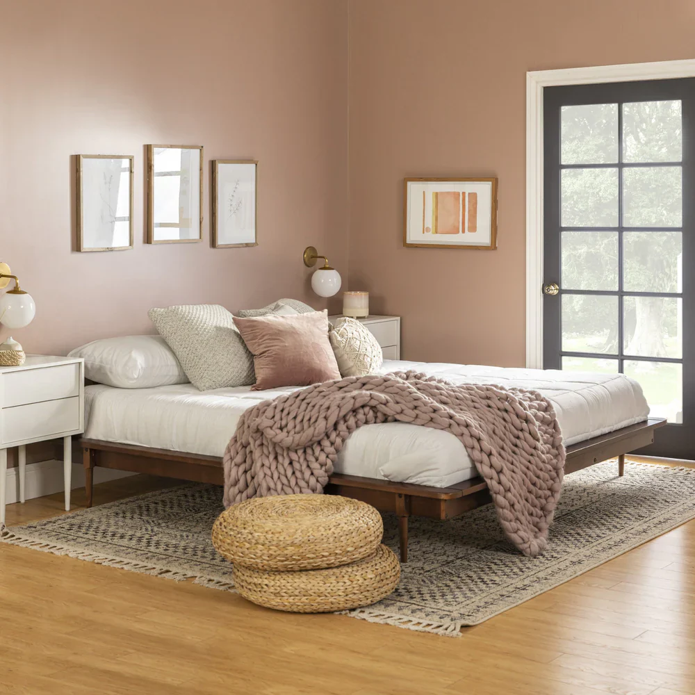 King Mid-Century Solid Wood Platform Bed - Image 4