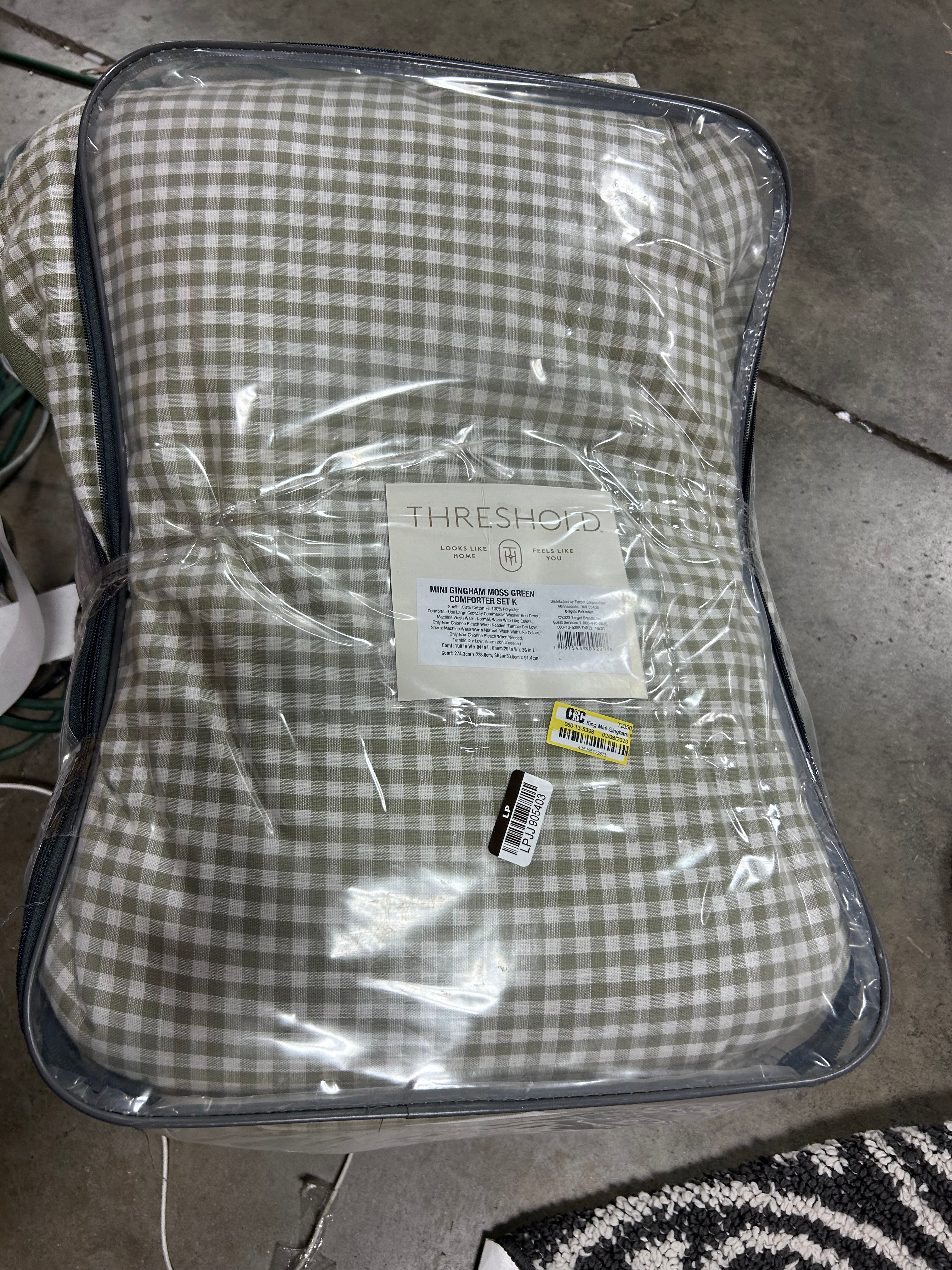 King Mini Gingham Comforter and Sham Set Moss Green - Yarn Dyed - Image 6
