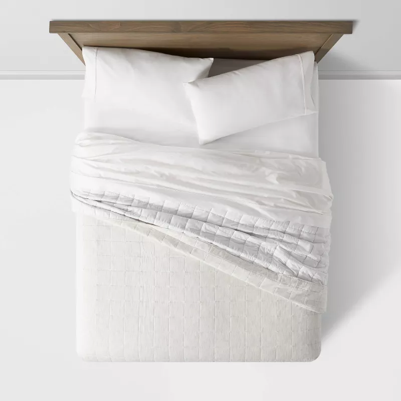 Space Dyed Cotton Linen Quilt Light Gray King - Image 3