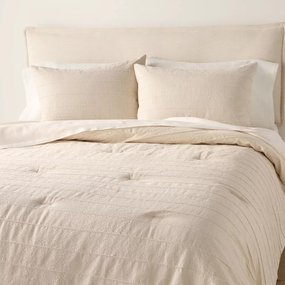 King Stitch Stripe Comforter Set Tan - Image 2