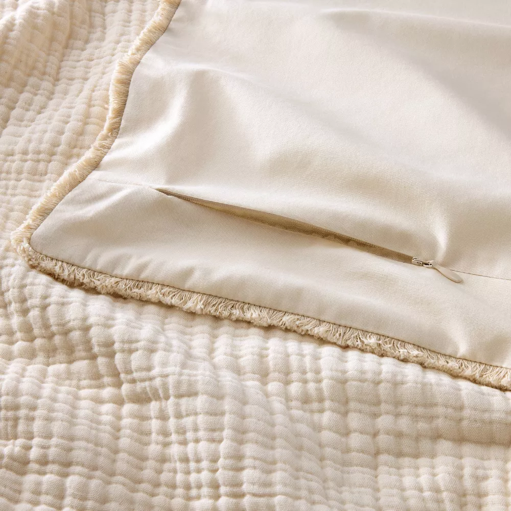 Textured Chambray Comforter & Sham Set Natural King - Image 2