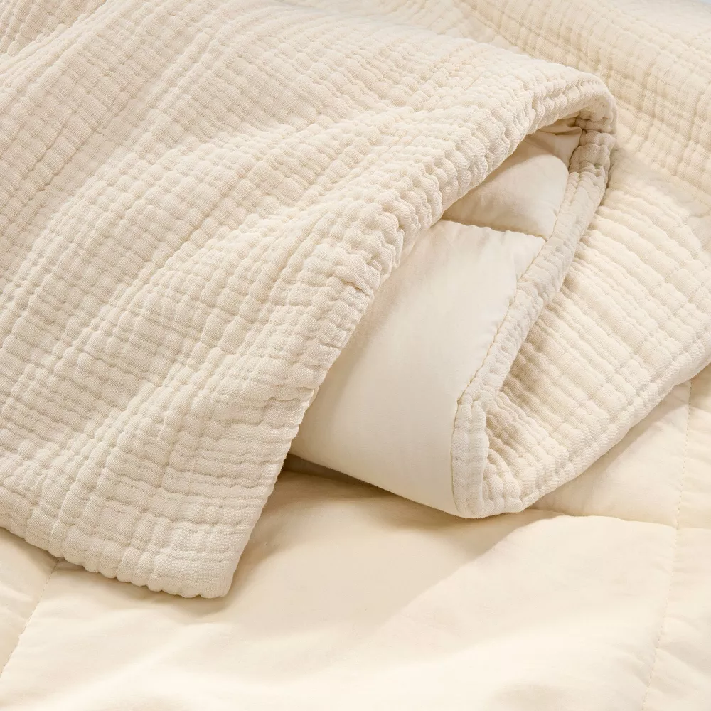 Textured Chambray Comforter & Sham Set Natural King - Image 3