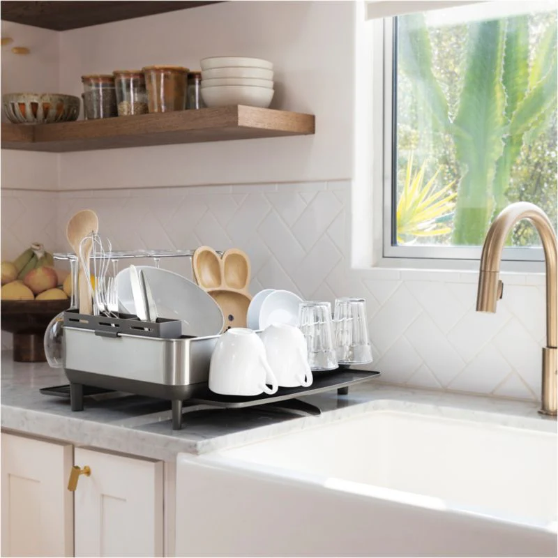 Kitchen Dish Drying Rack, Brushed Stainless Steel - Image 2