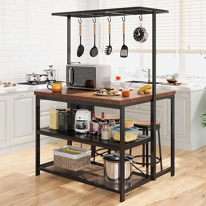 Kitchen Island with Power Outlet & Storage - Image 2