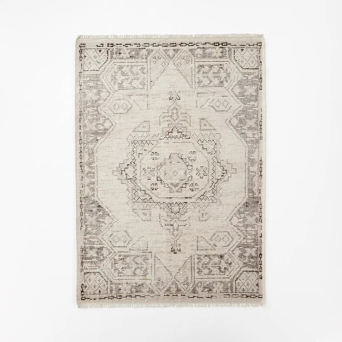 Knolls Authentic Handknotted Distressed Persian Rug Gray/Ivory/Black - 5x7