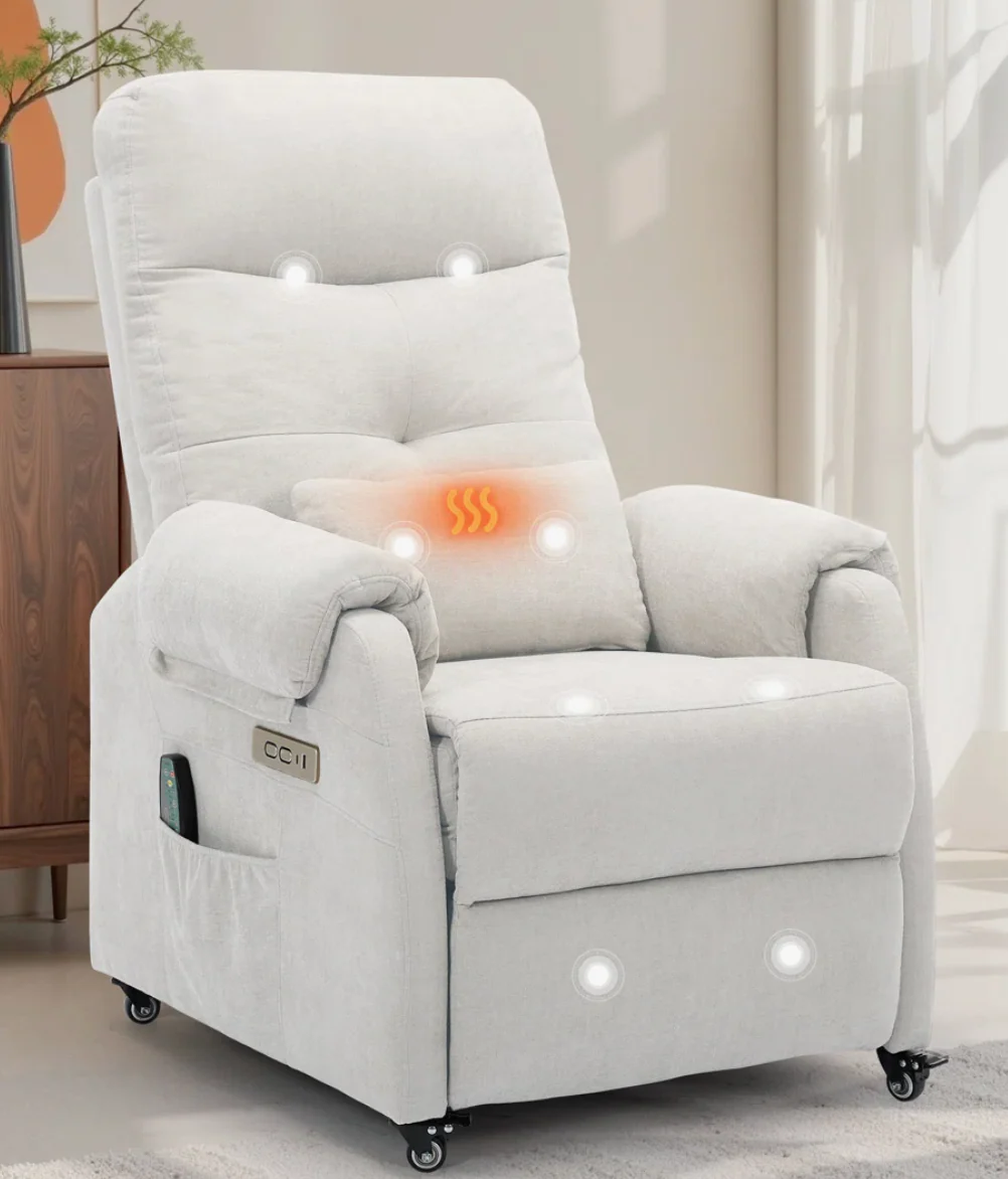 KORSER Recliner Chair , Electric Recliner With Heat And Massage, Recliners With Wheels, Swivel Recliner With USB Ports, Side Pockets SHOWROOM ITEM