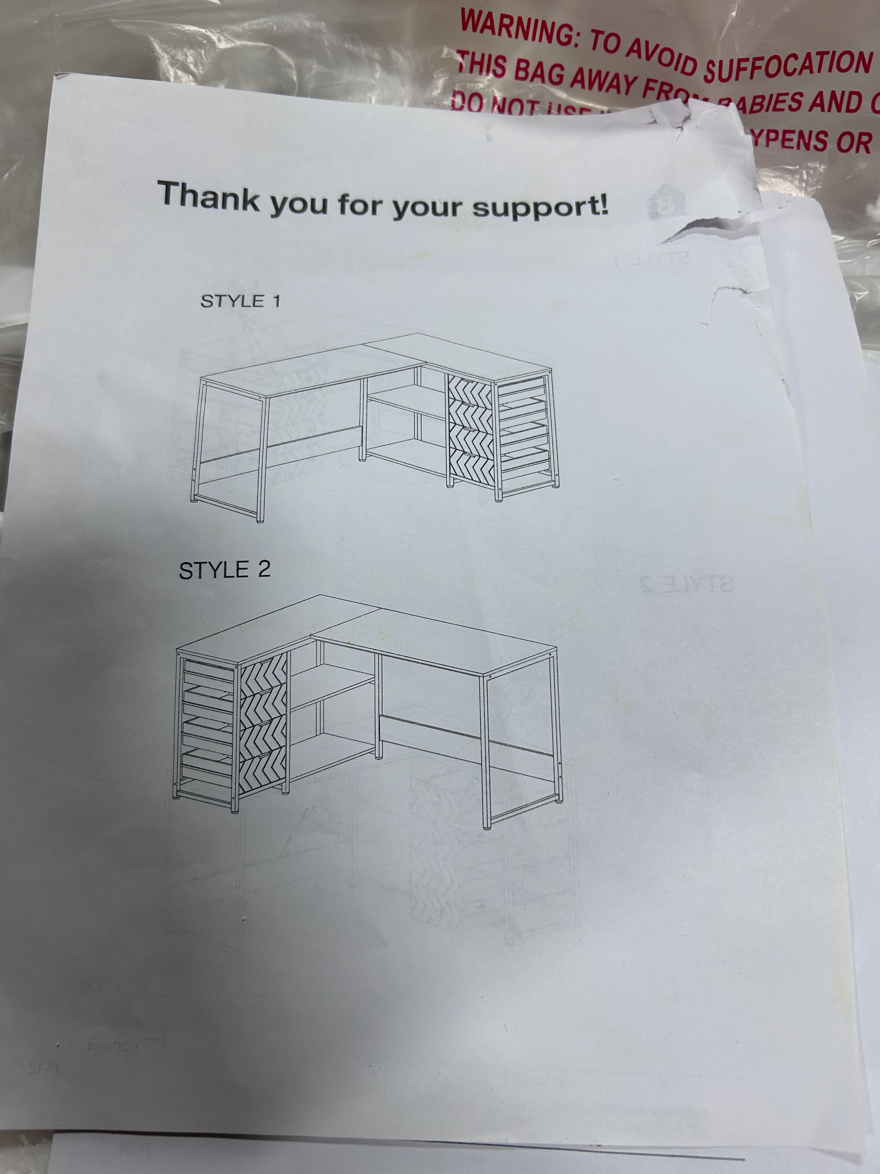 L-Shaped Desk, Reversible Corner Desk with Drawers & Shelves - Image 3