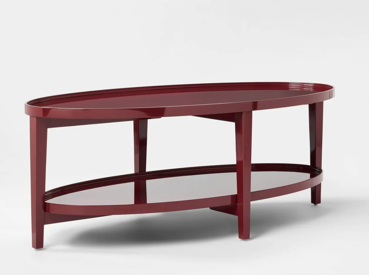 Lacquer Coffee Table With Glossy Dark Red Finish SHOWROOM ITEM