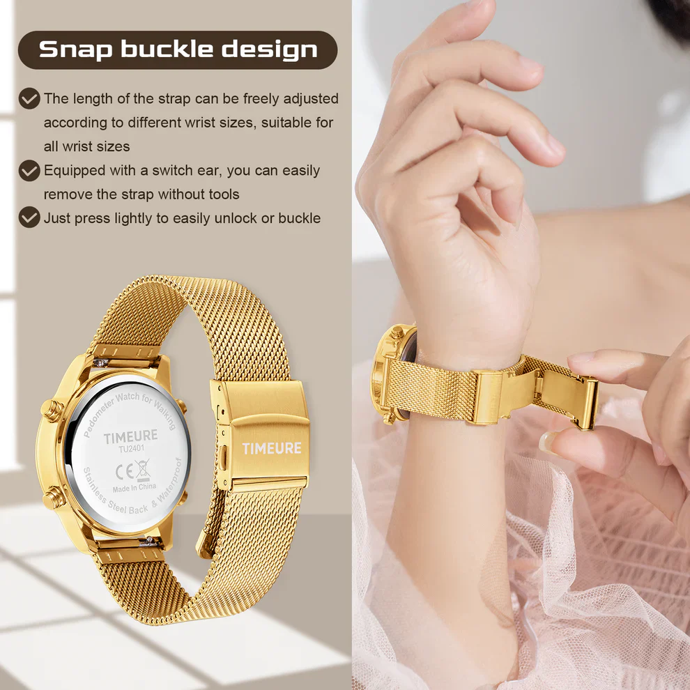 Ladies' Waterproof Pedometer Watch Steel Tape - Image 3