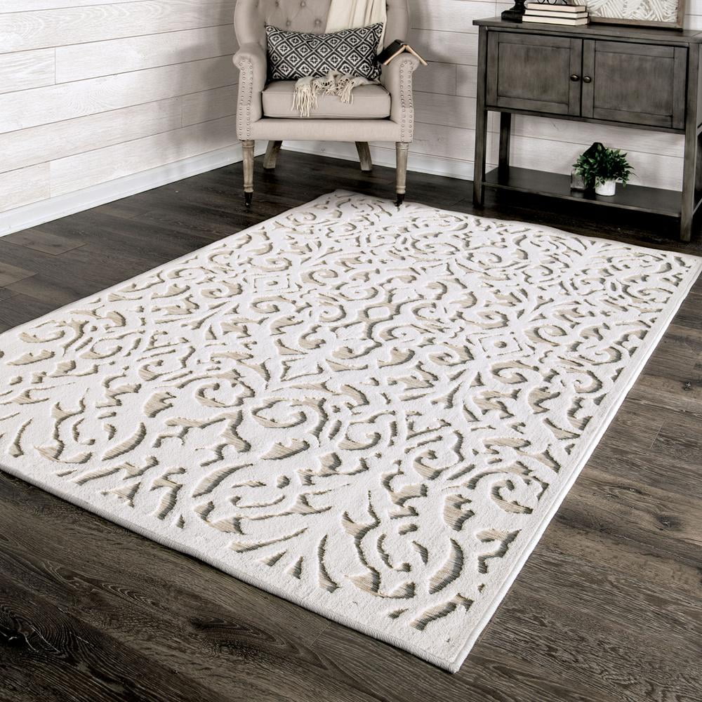 Lady Bird Driftwood Damask Outdoor Rug 9' X 13' - Image 2