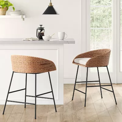(Set of 2) Landis Woven Backed Counter Height Barstool with Cushion - Threshold™ SHOWROOM ITEM 🔴 - Image 2