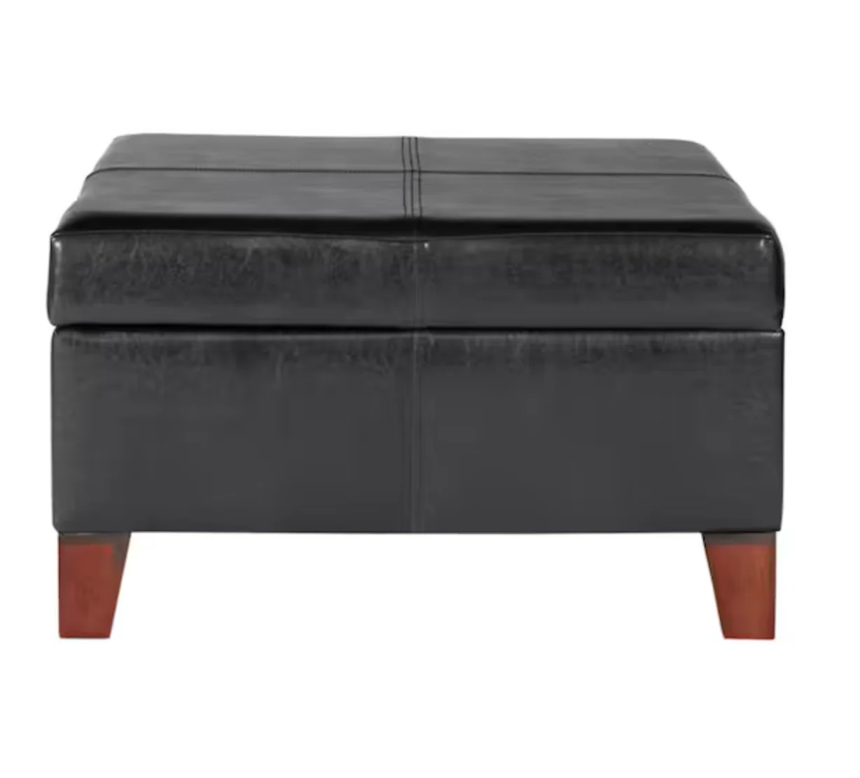 Large Black Faux Leather Storage Ottoman SHOWROOM ITEM