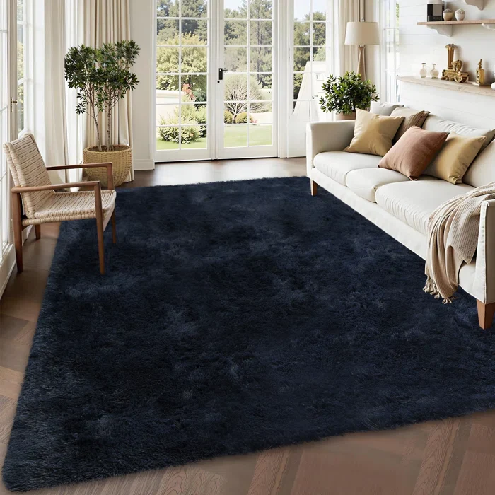 Large Navy Blue Washable Shag Area 9*12 - Image 5